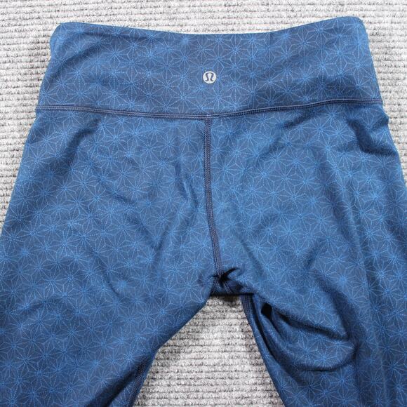 Lululemon Wunder Under Crop Women 6 Blue Geo Star Print 22” High Rise - Picture 5 of 9